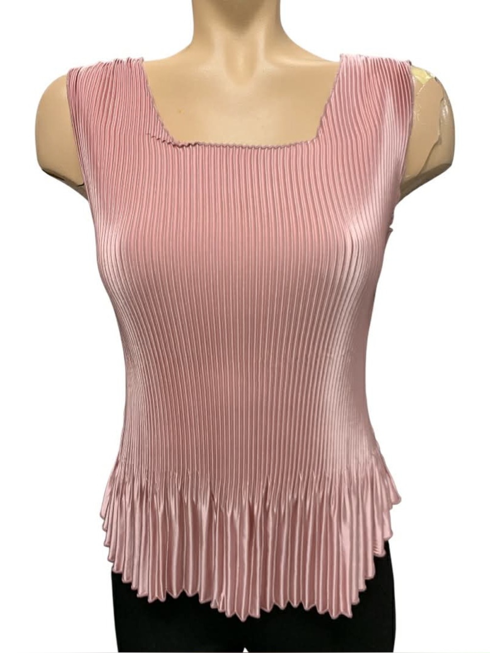 Libra Sleeveless Pleated Square Neck Top - Blush Pink Size S